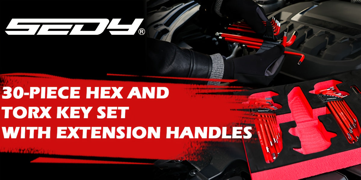 30pcs Long Arm Ball End L-Hex & Torx Key Set with Grip Handle, Ultimate Hex Key Wrench Set with T-Handle And Extension Bars, SAE 1/16" to 3/8", Metric 1.5mm to 10mm, Torx T10 to T50 Father's Day Gift for Dad Husband DIY Lovers