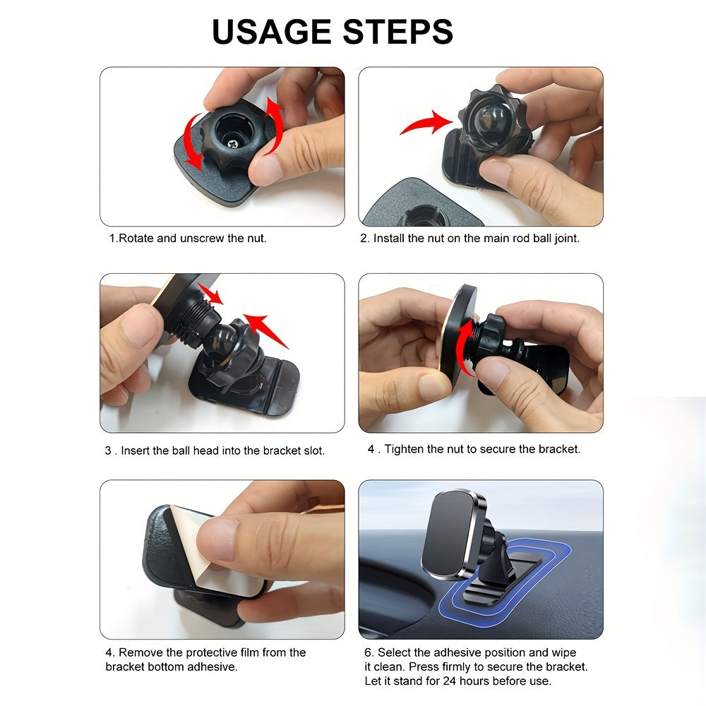Magnetic Adhesive Bracket for Holding Mobile Phones in Cars, Designed for Center Console Use