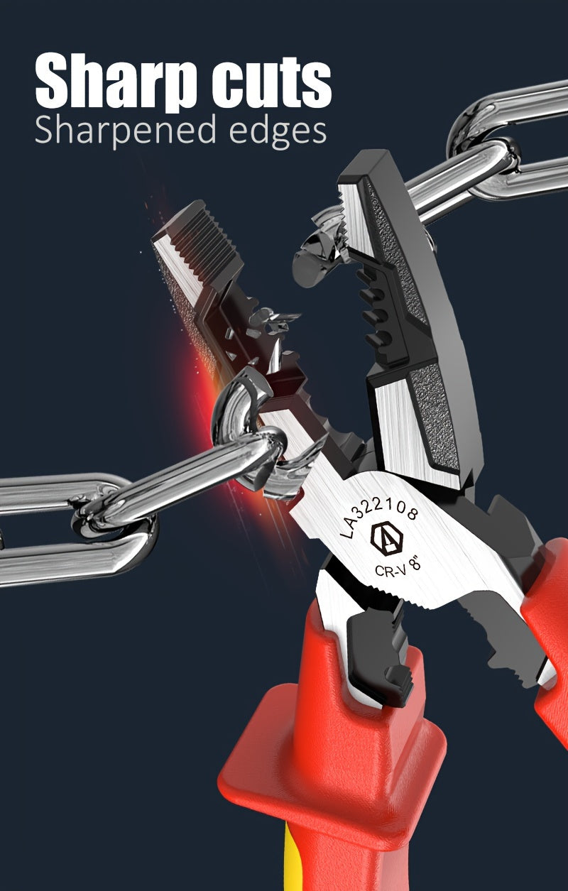 LAOA Insulated Needle-Nose Pliers/Wire Cutters/Diagonal Pliers, Multifunctional Electrician'S Manual Tool That Combines Cutting, Gripping, Twisting Screws, And Crimping Terminals All in One.