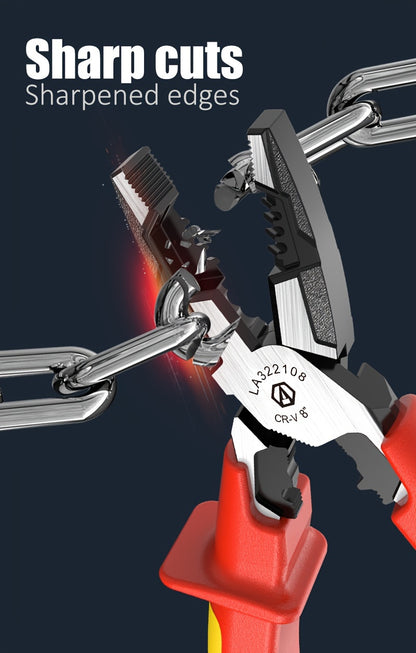 LAOA Insulated Needle-Nose Pliers/Wire Cutters/Diagonal Pliers, Multifunctional Electrician'S Manual Tool That Combines Cutting, Gripping, Twisting Screws, And Crimping Terminals All in One.