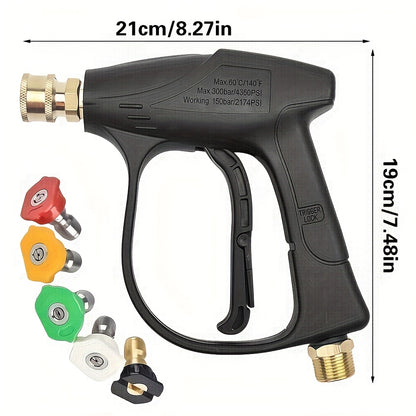 High Pressure Car Wash Gun, 5 Colors Quick Connection 1/4 Inch Nozzle M22-14 Hose Connector, Max. 3000 LBS/sq. Inch, Garden Supplies, Garden Irrigation Spray