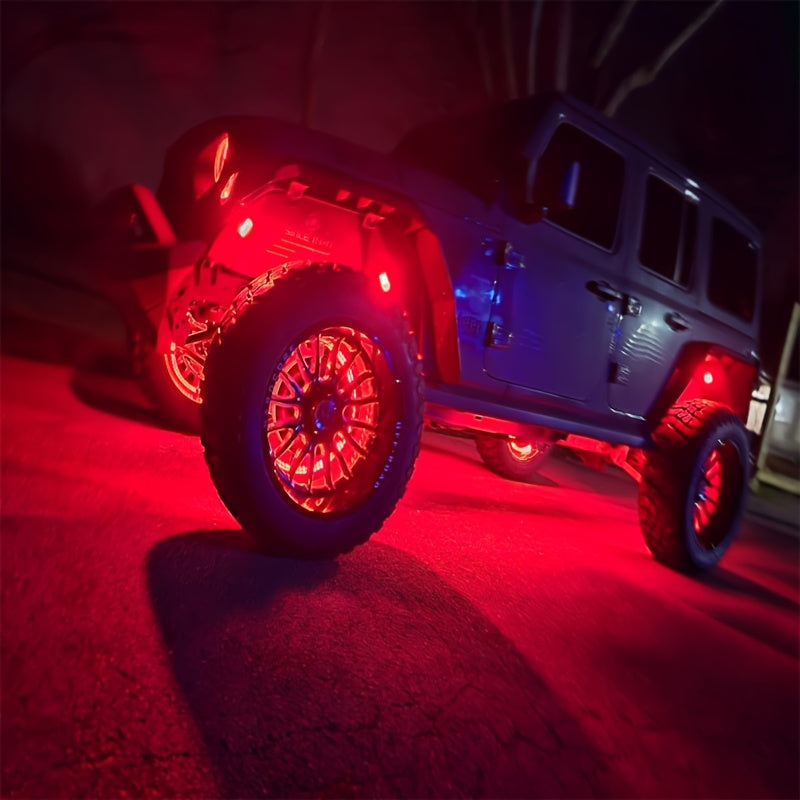 RGB-IC LED Rock Light Kit 4 or 8 Pods, APP & RF Control, Chasing Dream Color Underglow Downlight with Music Mode, 12V for Truck UTV Golf Cart Off-Road Vehicle