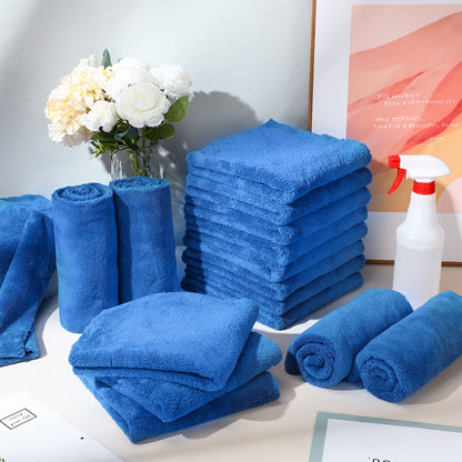 Edgeless Microfiber Plush Towels for Car Detailing — 30-Pack | 500 GSM, 16"×16", Dark Blue