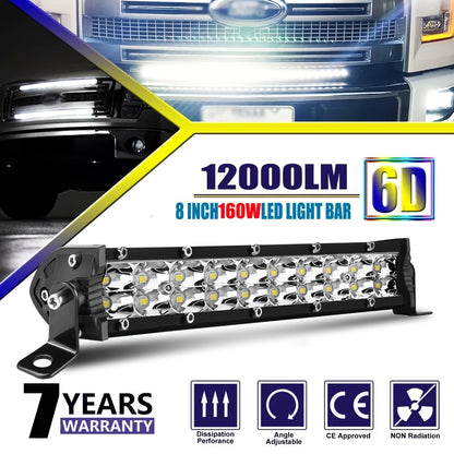 8/15/22 Inch Ultra-thin LED Double Row Strip Light, Ultra Bright LED Strip Light Used For Car, Truck, for Jeep, Off-road, ATV Boat Lighting, Battery Free, Without Battery