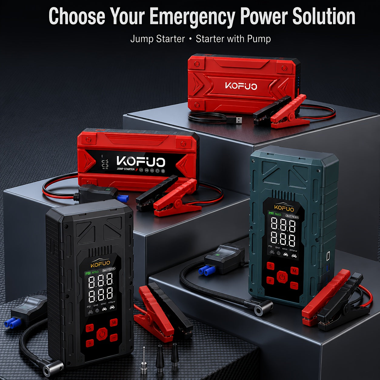 6000-20000A Peak Single Jump Starter Or 12V Portable Car Jump Starter with Air Compressor, Jump Starter Battery Pack with 150PSI Tire Inflator, 7-in-1 Multi-functional Battery Booster Power Bank with LED Light, Car Battery Charger, Roadside Assistanc