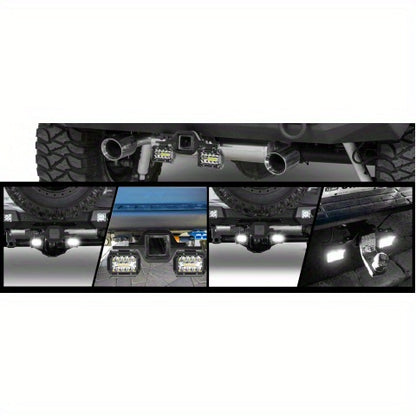 Hitch LED Lights, 4 Inch LED Work Light Pods with 2.5 Inch Towing Hitch Mount Brackets for Truck Trailer SUV Pickup Fit Dual Led Off-Road Driving Hitch Light Bar, Without Battery