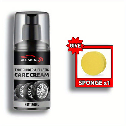 ALL-SEASON TIRE CARE CREAM - Quick-Shine Formula for Rubber & Plastic, Long-Lasting Gloss & Protection, No More Dull - Car Interior Maintenance Solution, Tire Protection, Tire Care, Vehicle Interior Enhancement, Sleek Bottle Design, Durable Application