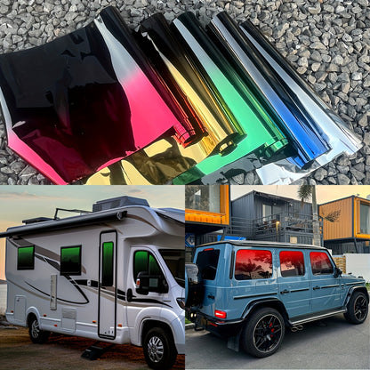 1 Roll Of 19.7 X 118 Inch Two-color Gradient Window Film | Heat Resistant, VLT, Protective, Contrasting, Tear-off and Paste, PET Material, Universally Applicable for Vehicle Exterior Accessories