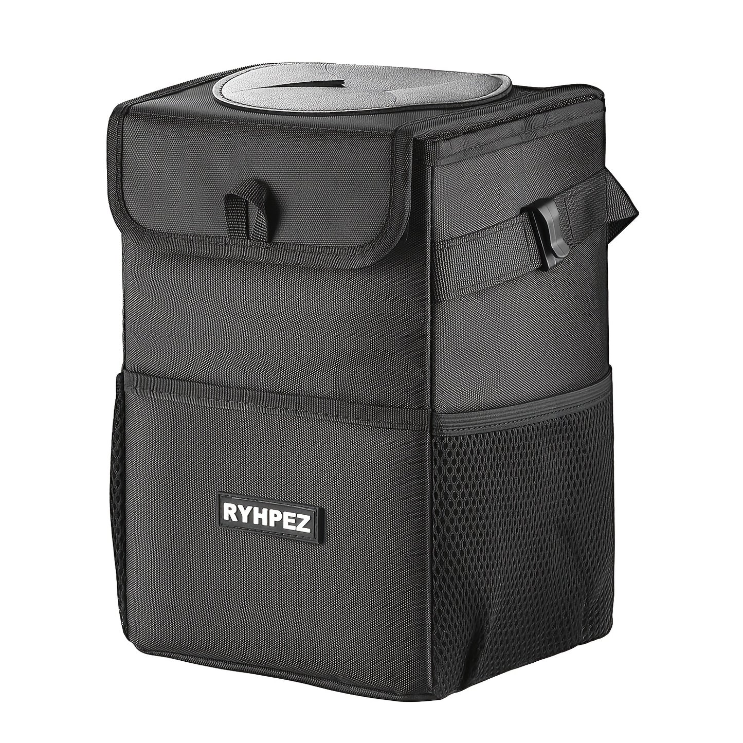 Ryhpez Car Trash Can with See Through Window, Clear Black Car Trash Bin Removable Liner, Leakproof Car Garbage Can Organizer Storage Bag for Vehicles, SUV, Truck(2.1Gallon/8L)