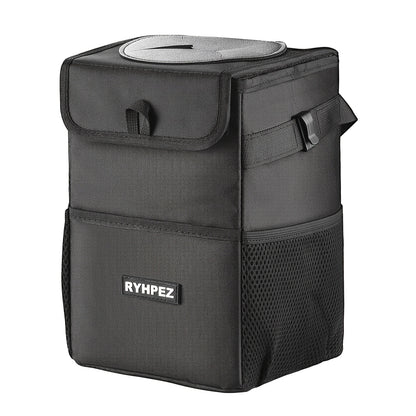 Ryhpez Car Trash Can with See Through Window, Clear Black Car Trash Bin Removable Liner, Leakproof Car Garbage Can Organizer Storage Bag for Vehicles, SUV, Truck(2.1Gallon/8L)