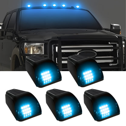 Solar Powered Cab Roof Lights 5-Pack Wireless 16 LED Amber Truck Marker Lights Motion Vibration Sensor No-Drill No-Wire Universal Fit