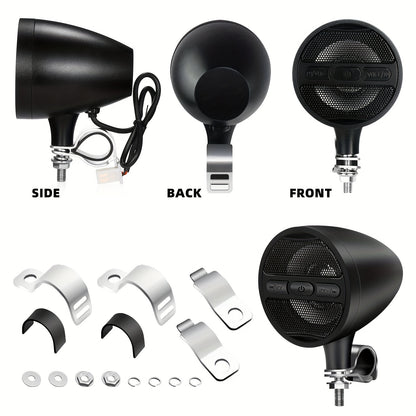 Wireless Motorcycle Audio Stereo Speaker, 12V Handlebar Mount MP3 Music Player Sound Audio Stereo, MP3 USB FM Radio