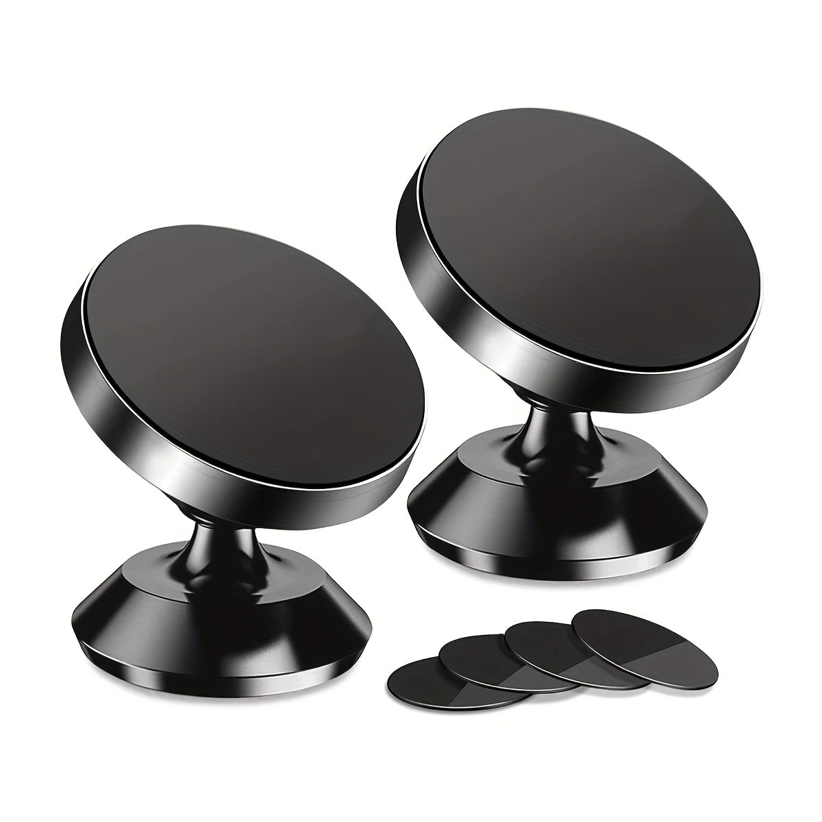 2-Pack Mini Low-Profile Magnetic Car Phone Mounts, 360° Aluminum Dashboard Holders, Strong Grip, One-Hand Use, Universal for iPhone And Android