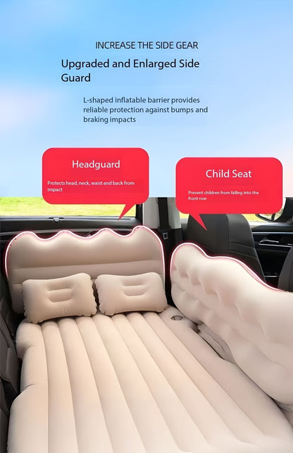 Luxury Premium Black And Stylish Beige Car Inflatable Mattress, Portable And Foldable, with PVC Flocking, Including Storage Bag, Air Pump And Two Pillows, Two Piers, Perfect for RVs, Trucks, And Foldable Beds In The Back Seat Of The Car Seat