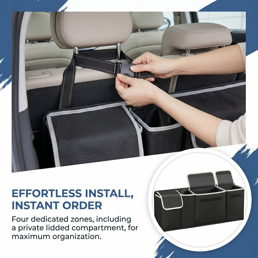 Car Trunk Organizer Foldable Rear Seat Hanging Storage Bag 4 Pockets for SUV Truck MPV Jeep Cargo Accessories Purse Holder