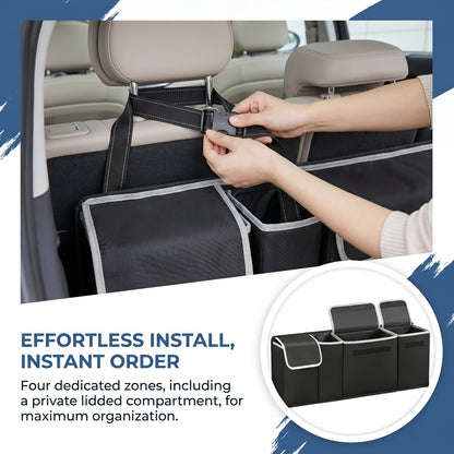 Car Trunk Organizer Foldable Rear Seat Hanging Storage Bag 4 Pockets for SUV Truck MPV Jeep Cargo Accessories Purse Holder