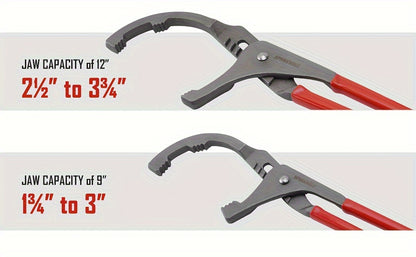 [7pcs Oil Filter Tool] 7pcs Oil Filter Removal Tool Kit | Adjustable 3-Jaw Wrench and 9" & 12" Oil Filter Pliers, Fits 2-3/4" to 5-1/4" Filters, Anti-Slip PVC Handles for Better Grip