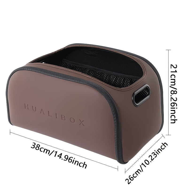 Stylish Faux Leather Car Storage Box with Multiple Functions, Spacious Passenger Seat Organizer, High-Capacity Trunk Organizer, Essential Car Interior Organizer, Versatile Car Storage Solution