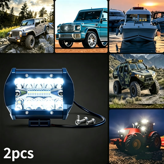 2pcs 4.3/6.3 Inch LED Work Light 208W 13900LM Super Bright White Two-color High Intensity Light Suitable for Cars, Electric Vehicle, Motorcycle, Off-road Pickup, Day And Night Driving Lights, Motor Vehicle Exterior Auxiliary Light, LED Driving Lights
