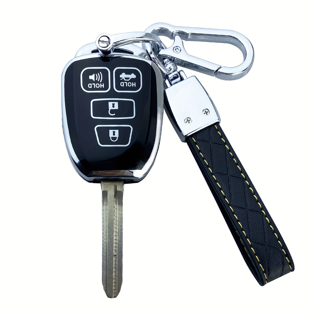 Toyota Key Fob Cover Case TPU - Fits Highlander Camry RAV4 Corolla Tacoma Avalon Venza Yaris Scion 2010-2019, Soft Protective Shell, Black White Purple