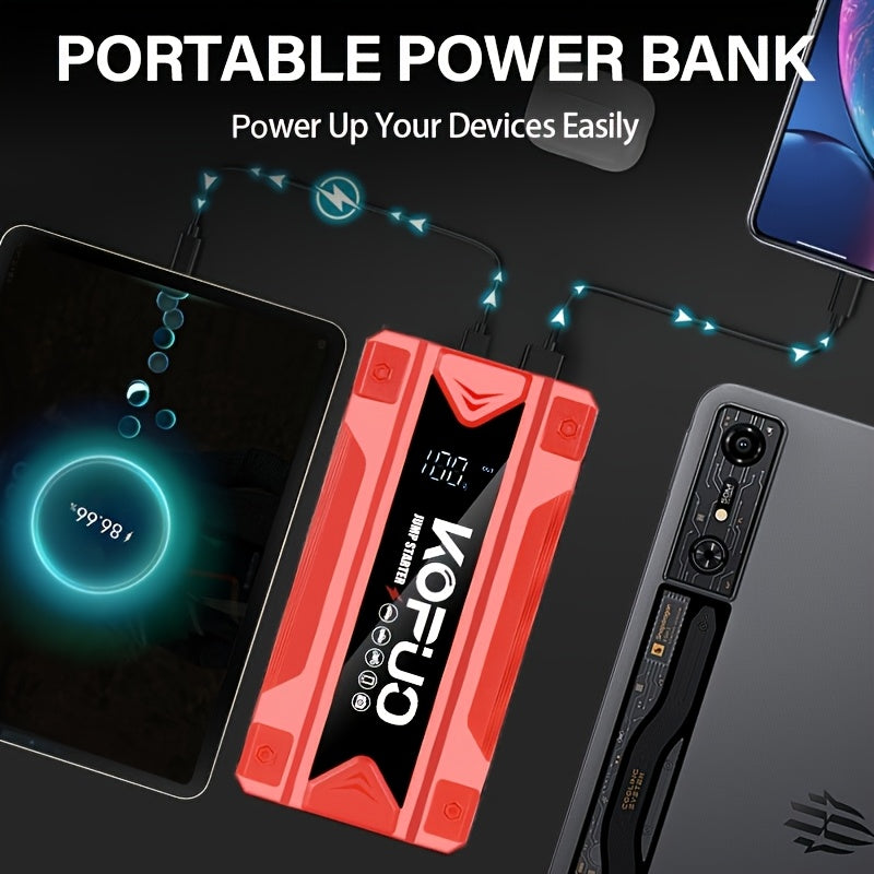 6000-20000A Peak Single Jump Starter Or 12V Portable Car Jump Starter with Air Compressor, Jump Starter Battery Pack with 150PSI Tire Inflator, 7-in-1 Multi-functional Battery Booster Power Bank with LED Light, Car Battery Charger, Roadside Assistanc