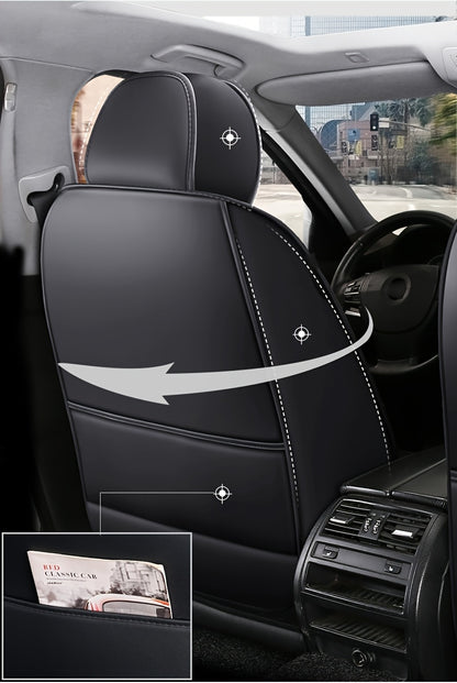1pc, 2pcs, 5pcs, Advanced Faux Leather Car Seat Cover, Imitation Faux Leather Car Seat Cover, Protective Seat Cover, Suitable For Cars, SUVs, Vans And Trucks, Dirt-resistant, Send Gifts To Relatives