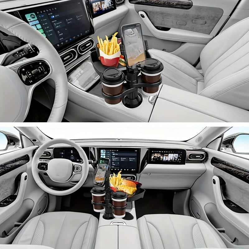 1pc 3-in-1 Multifunctional Car Cup Holder - Durable ABS Plastic, Stable Expandable Base, Essential Travel Accessory