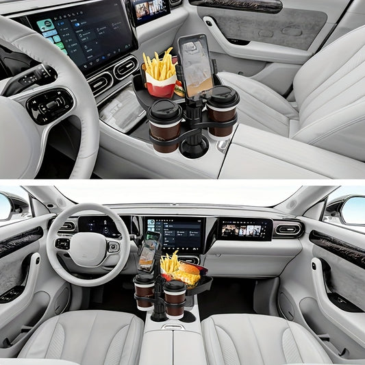 1pc 3-in-1 Multifunctional Car Cup Holder - Durable ABS Plastic, Stable Expandable Base, Essential Travel Accessory