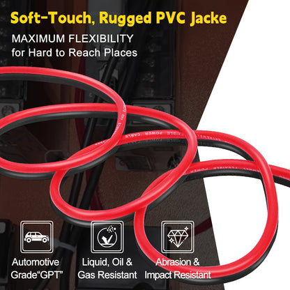 8 Gauge Wire 50ft CCA Wire, (25ft Black+25ft Red) Automotive Wire Car Audio Battery Cable, Power/Ground Wire, Marine, Welding Cable, Electrical Wire Audio Wiring For Speaker Amp car accessories