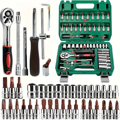 [Fast Arrival] 324+1pc/53/47pcs Professional Automotive Master Tool Kit - Premium Tool Sets For Car, Bike, And Motorcycle Maintenance - Compact, Portable, And All-In-One Solution With Ratchet Wrench, Assorted Screwdriver Set, Without Battery