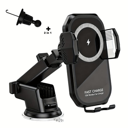 Fast Charging Wireless Car Charger with Auto-Clamping Mount, Compatible with Iphone 16/15/14/13/13 Pro/12 Pro Max/12 Pro/12/11/10 Series And Samsung Galaxy Series, Offering 15W/10W/7.5W Charging Through Air Vent