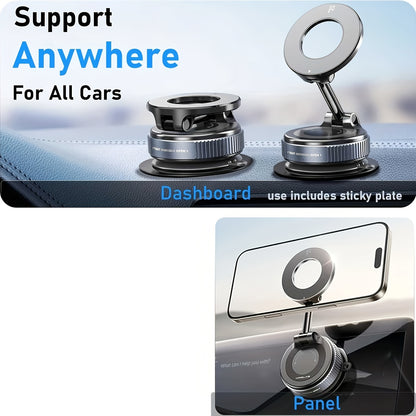[Portable Foldable Holder] 360° Adjustable Magnetic Phone Mount, Suitable for Car/Gym/Mirror/Smooth Surfaces/Bathroom Mirror, Universal, Portable Foldable Car Phone Holder, Compatible with All Smartphones and Car Models, Foldable Design, Secure Fixation,