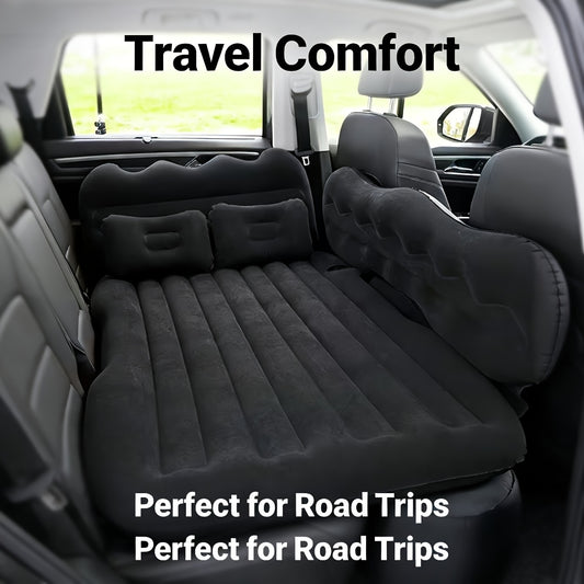 Luxury Premium Black And Stylish Beige Car Inflatable Mattress, Portable And Foldable, with PVC Flocking, Including Storage Bag, Air Pump And Two Pillows, Two Piers, Perfect for RVs, Trucks, And Foldable Beds In The Back Seat Of The Car Seat