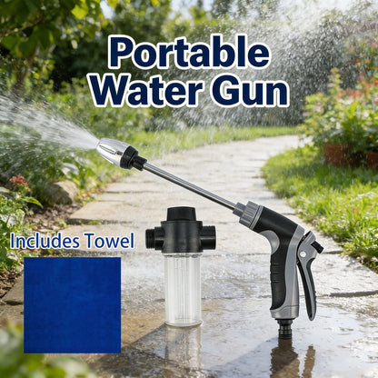 Portable Gun, Easy To Use, Suitable Women And Elderly, Non-Slip Grip- Car Washing And Watering Flowers With One Click, Includes A Car Wash-specific Cloth