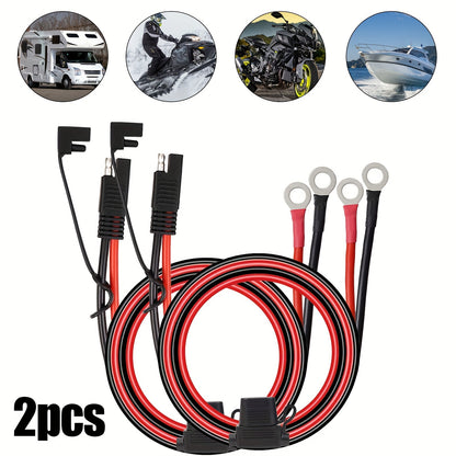SAE Battery Cable Extension Wire with Fuse – 2pcs (SAE to O-Ring Terminal)