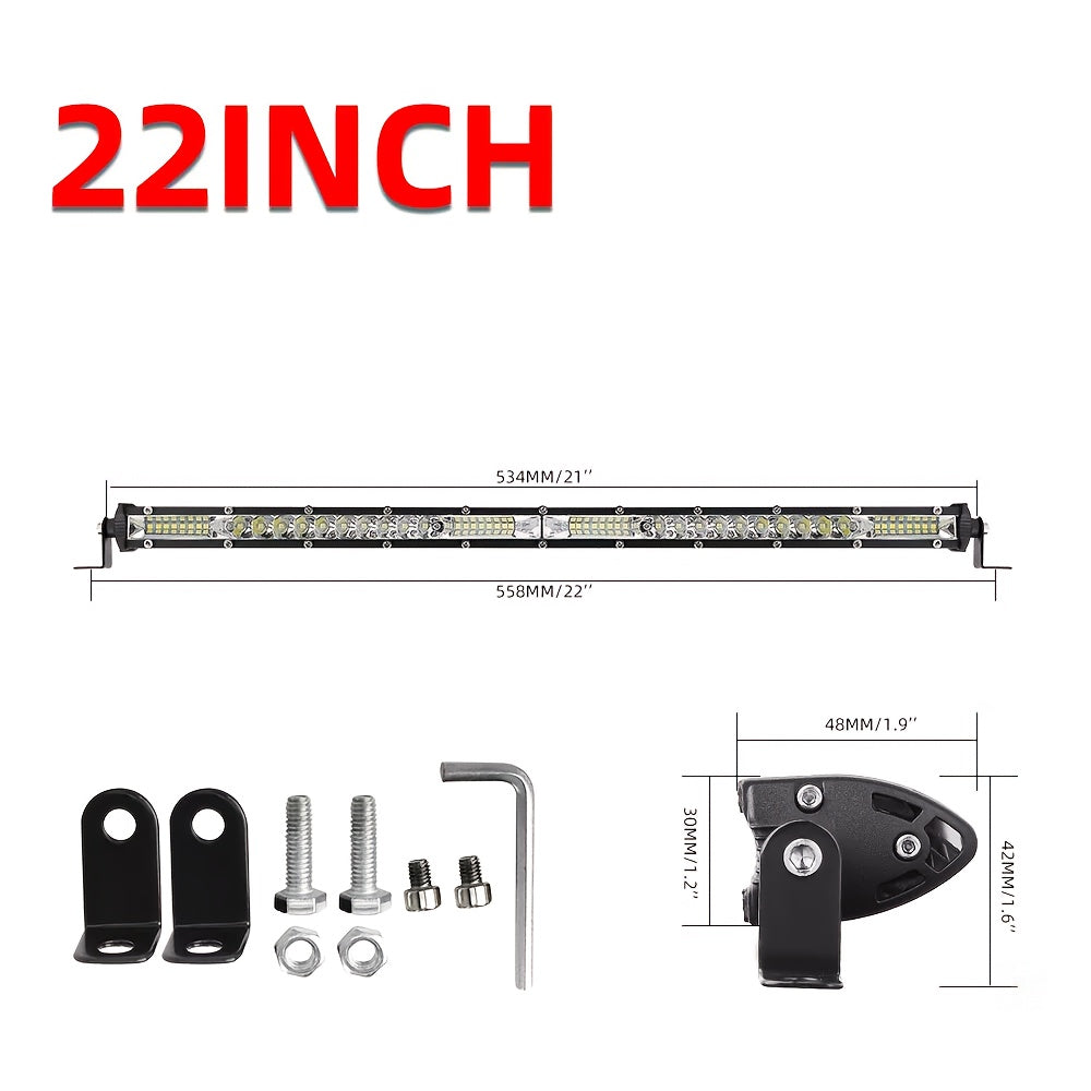8/15/22 Inch Ultra-thin LED Double Row Strip Light, Ultra Bright LED Strip Light Used For Car, Truck, for Jeep, Off-road, ATV Boat Lighting, Battery Free, Without Battery