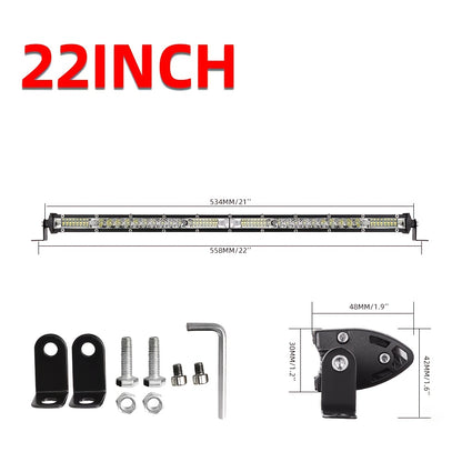 8/15/22 Inch Ultra-thin LED Double Row Strip Light, Ultra Bright LED Strip Light Used For Car, Truck, for Jeep, Off-road, ATV Boat Lighting, Battery Free, Without Battery