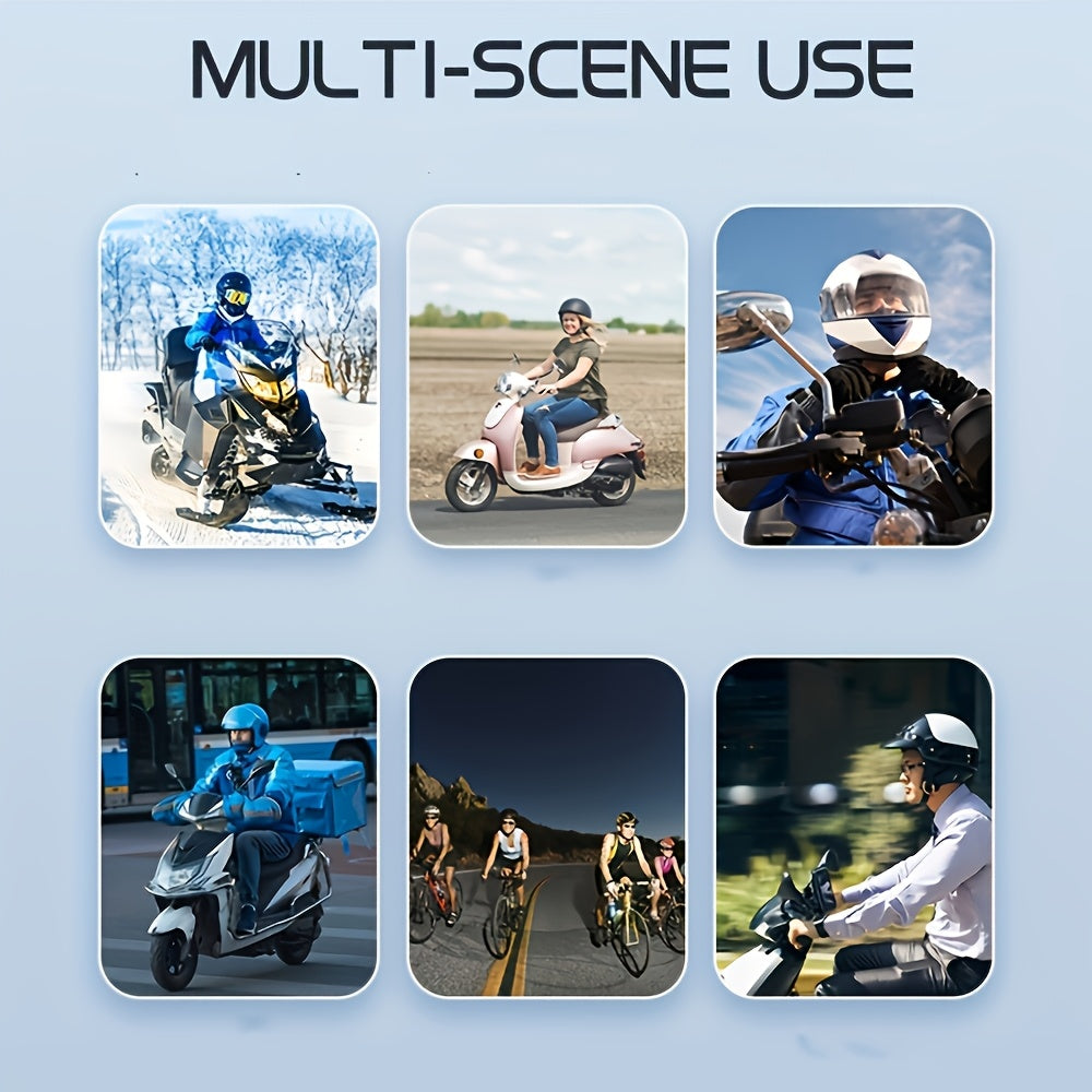 Motorcycle Helmet Headset 1000mAh, Wireless Intercom for Riders, Hands-Free Calls & Music, Voice Control, Noise Cancelling, HD Speakers, Long Battery Life