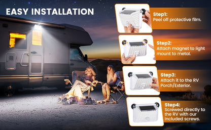 2/1pc, Magnetic RV Solar Light, with Super Strong Magnet Motion Sensor Lights, Solar Outdoor Lights Waterproof, for Trailers, Campers | Outdoor Exterior Lighting Rv Additions, RV Porch Awning Lights, Easy Installation