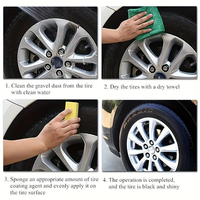 4.06oz Deep Black Shiny Tire Polishing Agent - A Durable and Easy-to-Use Formula for Vibrant Exterior Restoration of Cars and Motorcycles, Wheel Shining and Repair