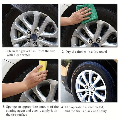 4.06oz Deep Black Shiny Tire Polishing Agent - A Durable and Easy-to-Use Formula for Vibrant Exterior Restoration of Cars and Motorcycles, Wheel Shining and Repair