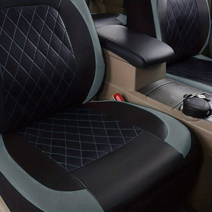 Deluxe All-Season Quilted PU Leather Car Seat Covers - Comfy Sponge-Padding, Universal Fit, christmas gifts