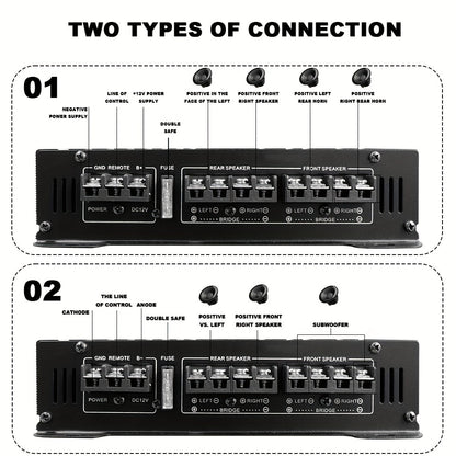 BOMGE Professional 4 Channel Amplifier Dub 4 Channel Car Amplifier AMP228 Vehicle Amplifier 2500 Watts Max for Subwoofers And Speakers