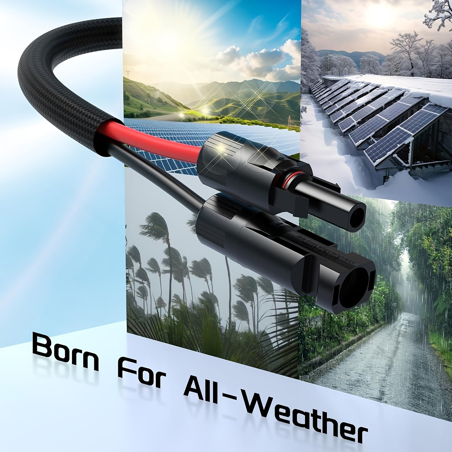 1pc Solar Panel Extension Cable, Flame Retardant Protective Sleeve Twin Wire with Female And Male MC4 Connectors for Car, RV, Photovoltaic Systems Extension Cords