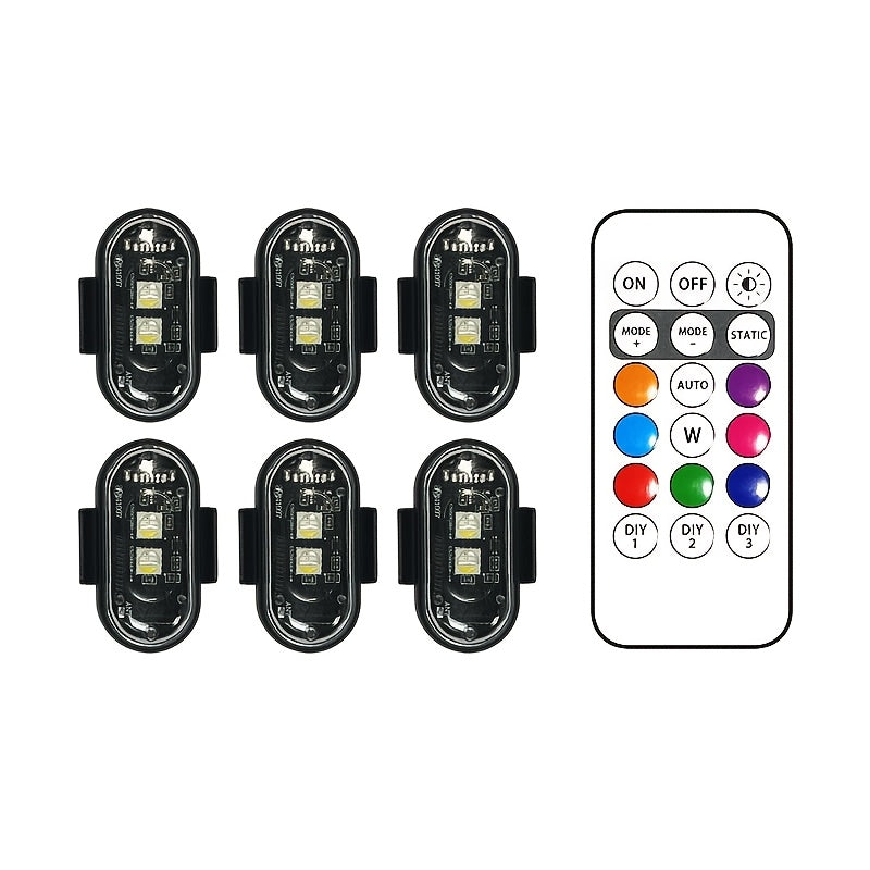 6pcs Light Up The Night: RGB LED Aircraft Lights For Car Motorcycles Truck Airplanes Helicopters LED Run Sport Ambiance Light For Party Night Sleep Light | Home Office Lighting Bedside Decorative, Gaming Study Room Decordation Holiday Birthday