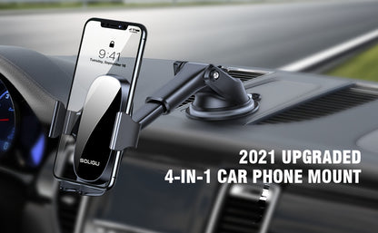 SOLIGU Cell Phone Holders For Your Car, Universal Car Phone Holder Mount For Dashboard Air Vent Compatible With IPhone 15 14 13 12 13 Pro Max Xs XR X, Galaxy Black