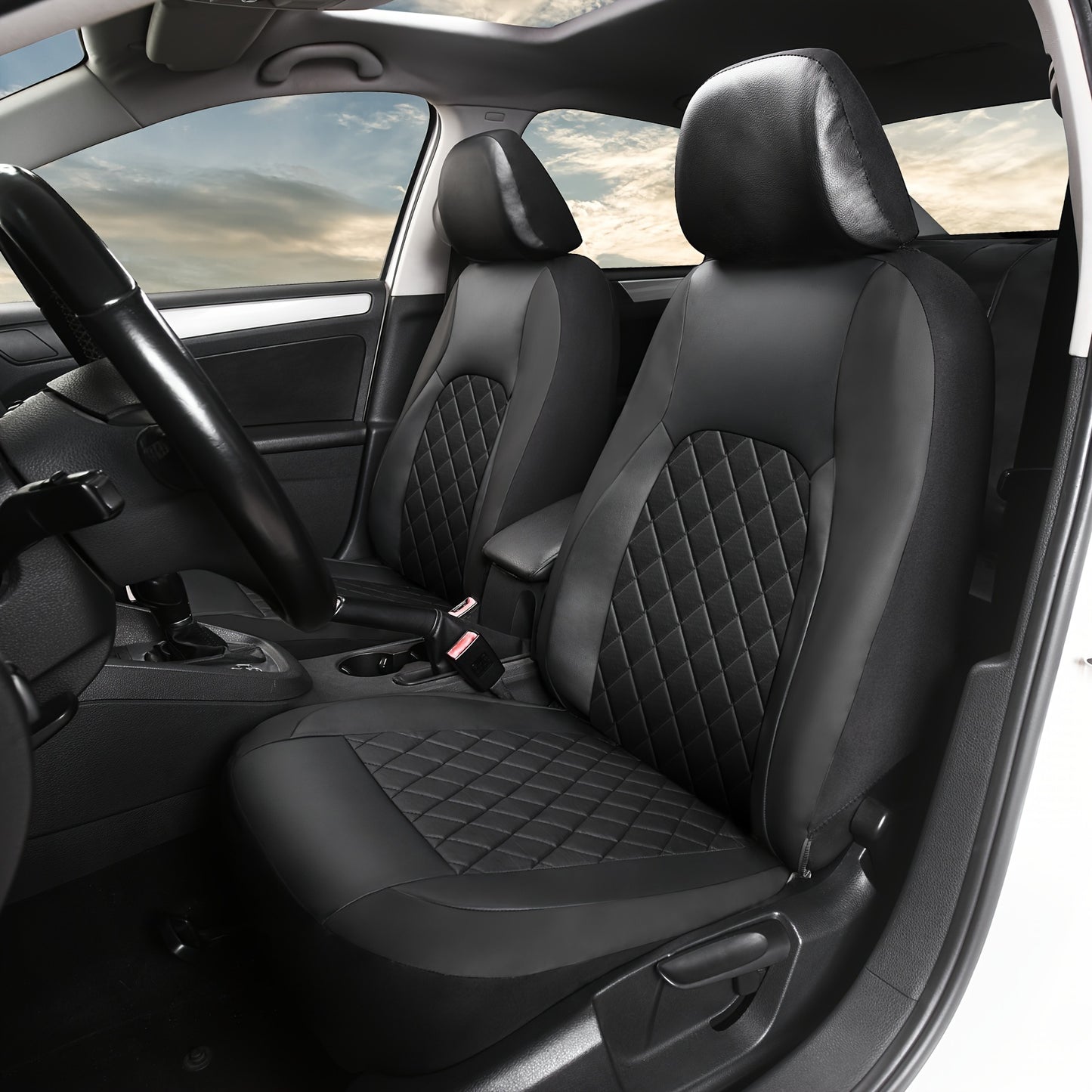 Universal Faux Leather Car Seat Covers Full Set Car Seat Covers Full Set Front Seats And Rear Bench, Universal Fit 5 Seat Covers For SUV, Automotive Truck, for Jeep, for Bmw, Scratch Proof, Car Accessories For Men And Women