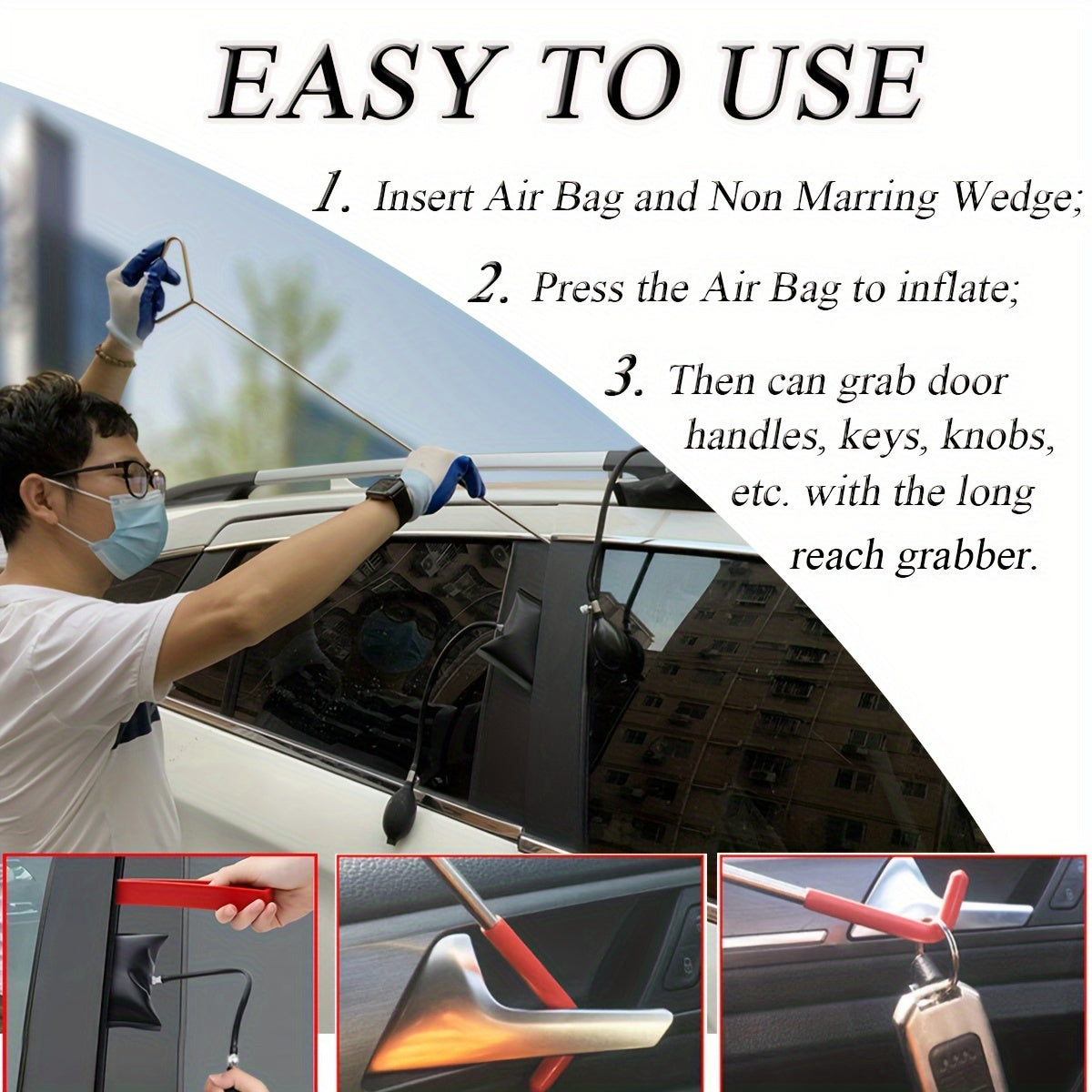[Portable Car Tool Kit] Car Repair Tool Kit, Emergency Tool With Carrying Bag, Portable Car Door Opener Kit, Car Lockout Kit Car Unlocking Kit, Without Battery