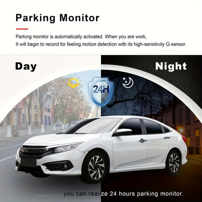 Black Friday Offer, 2.4-Inch 1080P Car Camera, Four-Channel Recording, Three-Screen HD Car Camera, Features 480P Images from Left, Right, And Rear, Plus Motion Detection, Night Vision, And Wide Dynamic Range, Optional 64GB Memory Card
