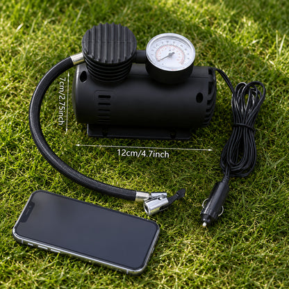 1 Unit of a Compact Air Compressor Pump, 12V 300 PSI, Designed for Inflating Tires of Cars, Bikes, Balls, And Motorcycles While for on The Move, Without Battery